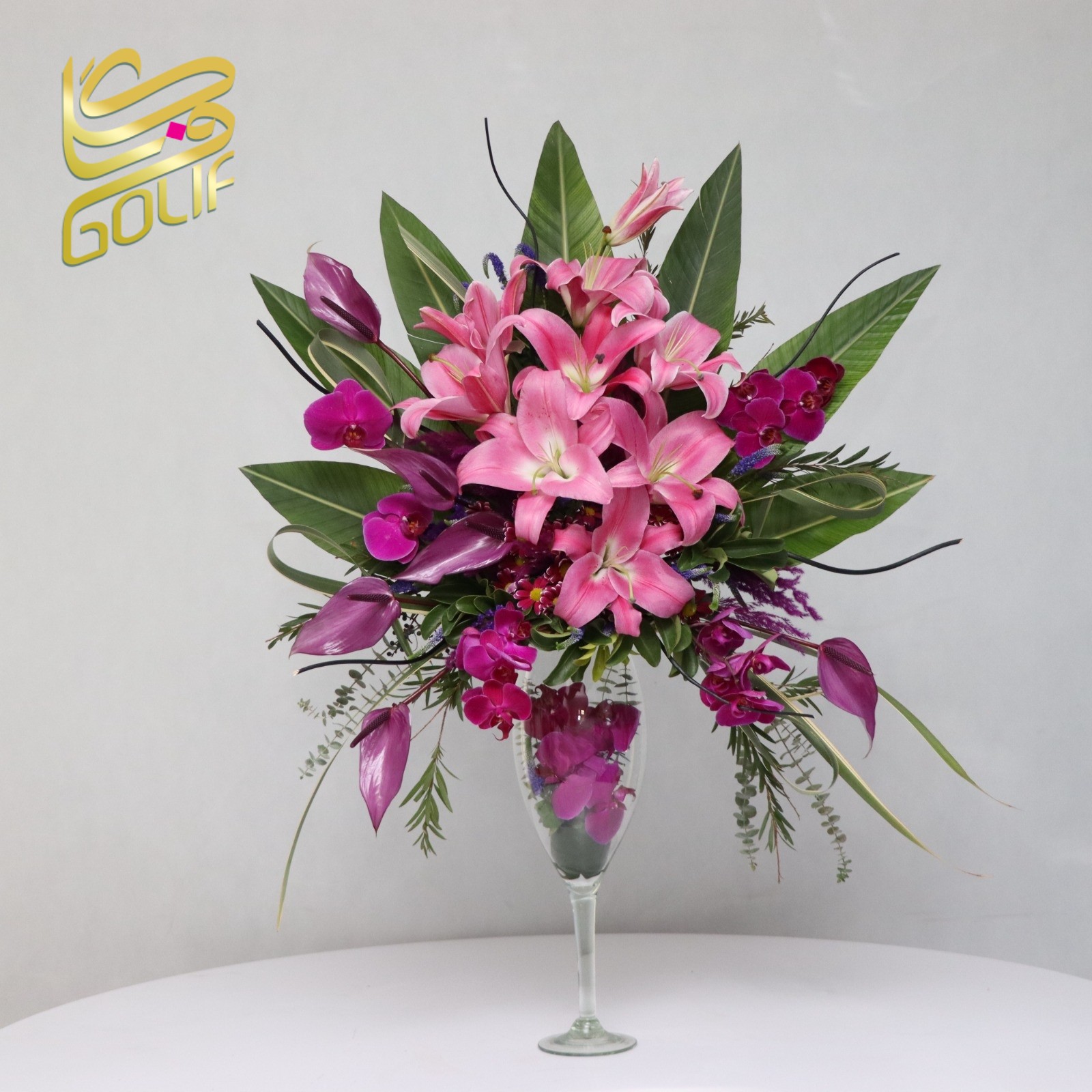 جام گل لاکچری زیبا ارسال رایگان زیبا لاکچری ارسال فوری سریع گل فروشی آنلاین گل فروشی گلیف رز میخک آنترویم لیلیوم ارکیده