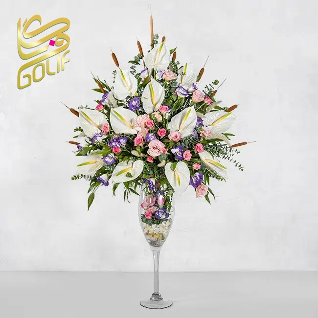 جام گل لاکچری زیبا ارسال رایگان زیبا لاکچری ارسال فوری سریع گل فروشی آنلاین گل فروشی گلیف رز میخک آنترویم لیلیوم ارکیده
